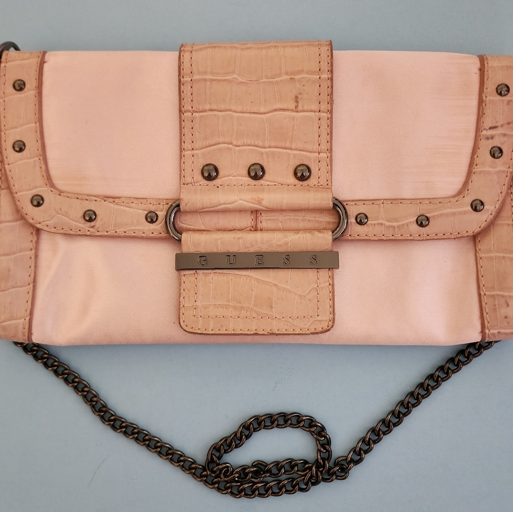Used Guess pink shoulder bag/clutch